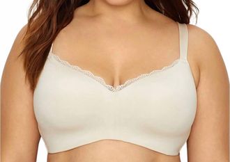 Curvy Couture Cotton Luxe Padded Wire Free Uplift Bra In Natural