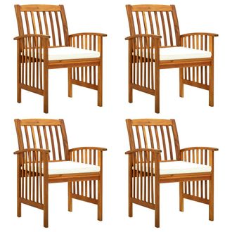 vidaXL Sillas De Comedor De Jard&iacute;n, 4 Piezas Con Cojines, Madera Maciza De Acacia Vidaxl