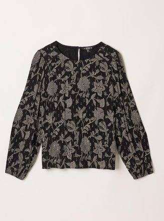 Fat Face FatFace Sofia Black Dot Floral Petite Embroidered Blouse