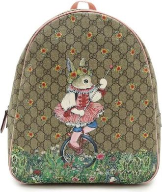 Gucci Pre-owned GG Supreme Backpack PVC/Leather - Dames - Vintage Rugzakken - Beige - ONE Size - Leer - Vintage