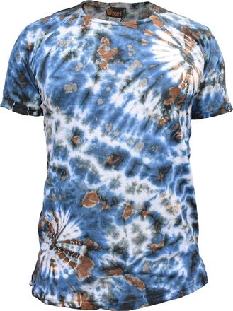 Gheri Mens Cotton Tie Dye Festival Hippie T-Shirt Blue X-Large