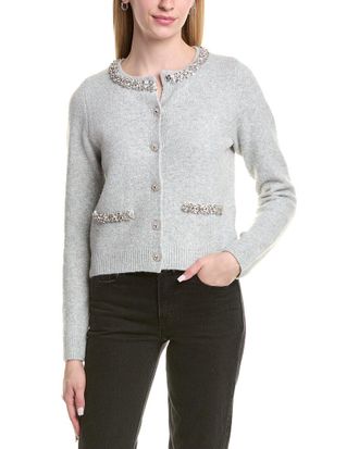 Lea & Viola Embellished Wool-Blend Cardigan