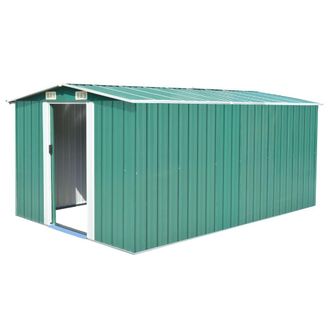 Berkfield Home Garden Shed 257x392x181 cm Metal Green | Size: 257 x 392 x 181 cm
