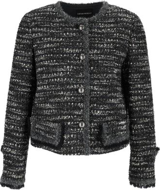 Emporio Armani Cropped Textured Fringed Blazer