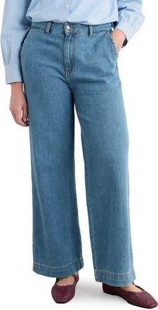 Seasalt Cornwall Sennen Cove Wide Leg Jeans in Mid Wash Grain at Nordstrom, Size 16 Us
