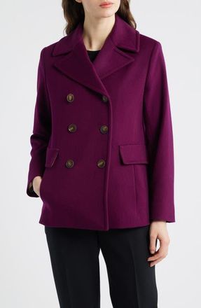Fleurette Ali Wool Peacoat in Aubergine at Nordstrom, Size 10