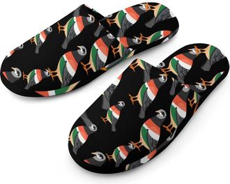 Generic Doves in Palestinian Flag Mens Flannel Slipper Soft Comfy House Shoes Non Slip Winter Warm Indoor Outdoor Slippers