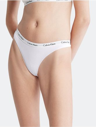 Calvin Klein Calvin Klein Womens Carousel Logo Cotton Thong - White - XS