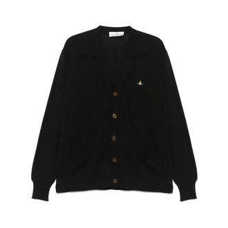 Vivienne Westwood Cardigans, male, Black, L, Black Button-Up Jumper with Orb Logo