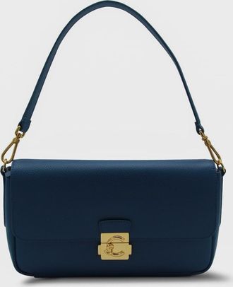 Coccinelle Deep Blue Leather C-Me Lock Shoulder Bag