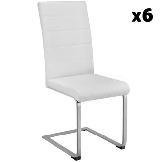 TecTake Sillas de comedor ergon&oacute;micas y altas, forma de c s&iacute;mil cuero blanco