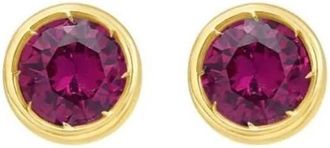 Tresorra 14K Yellow Gold Created Ruby Birthstone Stud Earrings