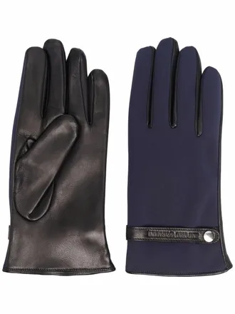 Emporio Armani classic suede gloves - men - Polyamide/Lambs Wool/Lamb Skin/Spandex/Elastane - M - Blue