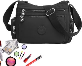Generic Lightweight Shoulder Bag, Women Nylon Messenger, 12.9 Inches Purse with Multi Pocket Zipper, Durable Nylon Material, Messenger Bag with Adjustable Str