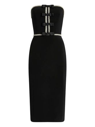 Jenny Packham Odette bow-embellished beaded midi dress - Black