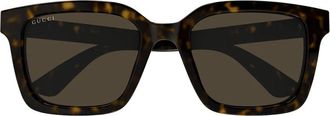 Gucci Minimale Rechthoekige Zonnebril - unisex - Zonnebrillen - Bruin - 54 MM - Accessoires