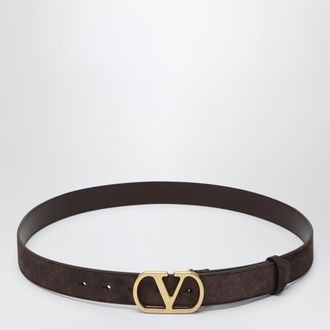 Valentino Garavani Cintura VLogo Signature in suede ebano