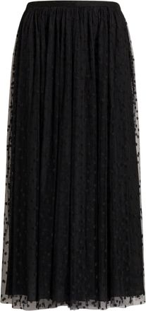 Alberta Ferretti Midi Skirt with Gathered Layers and Polka Dot Sheer Overlay