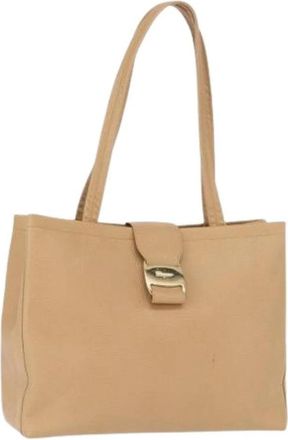 Ferragamo Pre-owned Leather Handbag - Dames - Vintage Handtas - Beige - ONE Size - Leer - Vintage