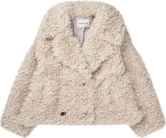 Munthe Jassen, Dames, Beige, M, Polyester, Korte Teddyjas met dubbele rij knopen