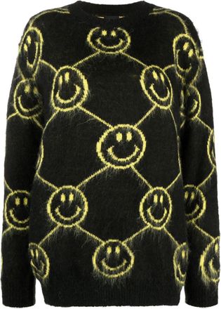 Joshua Sanders smiley-face intarsia-knit jumper - women - Alpaca/Polyamide/Acrylic - M - Black