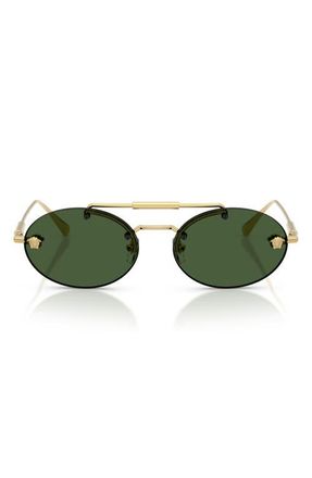 Versace 56mm Oval Sunglasses in Gold /Dark Green at Nordstrom
