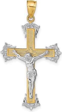 Diamond2Deal 14k Two-tone Gold Crucifix Pendant
