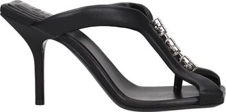 Givenchy Womens Heeled Chain Sandals - Black Leather - Size 38.5 EU/IT