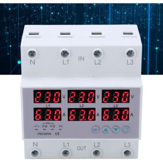OEM Volt&iacute;metro-amper&iacute;metro Trif&aacute;sico Para Carril Din Con Protecci&oacute;n Autom&aacute;tica Contra Sobrecorriente Y Sobretensi&oacute;n, Ca 390-500v 40a -crezuo