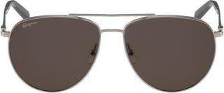 Ferragamo 60mm Aviator Sunglasses in Silver at Nordstrom Rack