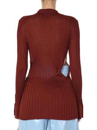 Bottega Veneta Ribbed Silk Sweater - Orange