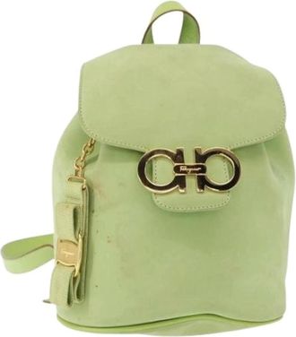 Ferragamo Pre-owned Backpacks, female, Green, Size: ONE SIZE Pre-owned Suede Backpack