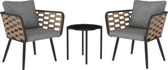 OUTSUNNY 3 Pieces Rattan Bistro Set - Wicker Garden Furniture Set w/ Cushions | TJ Hughes