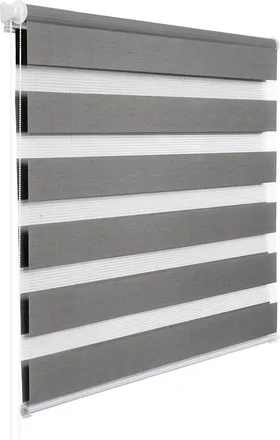 Woltu Tenda A Rullo Doppio Oscurante Per Interni Senza Foratura Avvolgibile Legno Grigio 85x150 Cm - Woltu