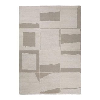 Wecon Home Alfombra de dise&ntilde;o motivos geom&eacute;tricos y relieve tonos beige 200x290