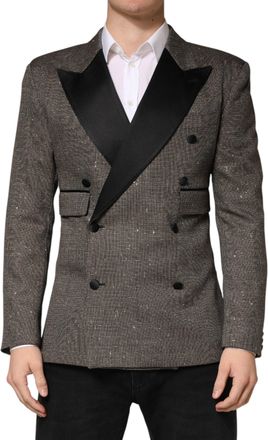 Dolce & Gabbana Mens Gray Double Breasted 2 Button Jacket Blazer Wool Clothing