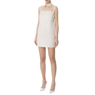 Elisabetta Franchi Duchesse Satin and Tulle Dress with Rhinestones - female - Elisabetta Franchi - Short Dresses - Beige - L - Dresses