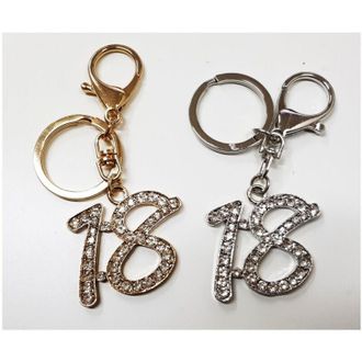 Trade Shop Trade Shop - Set 12 Bomboniera Oro Argento Brillantini 18 Anni Compleanno Portachiavi Chiave