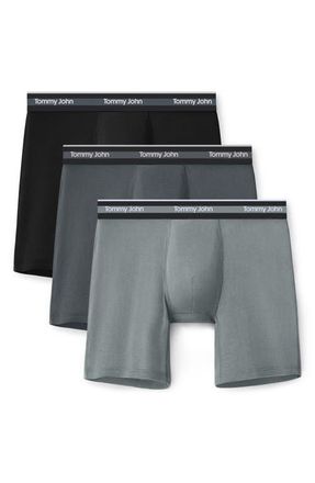 Tommy John 3-Pack Comfort Micro 6-Inch Boxer Briefs in Black, Turbulence, Monument at Nordstrom, Size Xx-Large