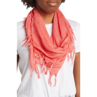 La Fiorentina Sequin Twisted Fringe Scarf in Coral at Nordstrom Rack