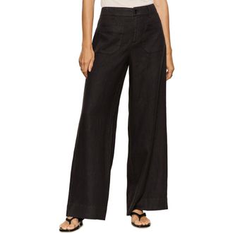Sanctuary The Marine Linen Wide Leg Pants in Black at Nordstrom, Size 24