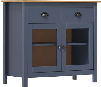 vidaXL Vidaxl - Mesita De Noche Hill Madera Maciza De Pino Gris 90x40x80 Cm