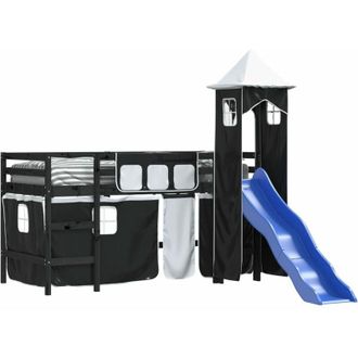 vidaXL Vidaxl - Letto a Soppalco con Torre Bambini Bianco e Nero 80x200cm Pino