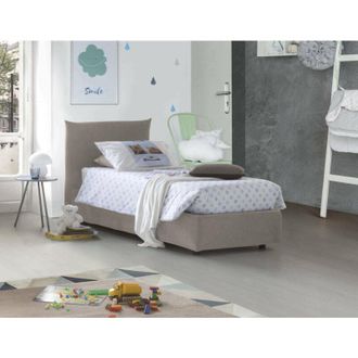 Talamo Italia Cama Individual Marina, Cama Contenedor Con Revestimiento De Tela, 100% Made In Italy, Apertura Lateral, Adecuado Para Colch&oacute;n 80x190 Cm, T&oacute;rtola, Con
