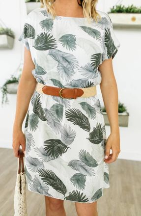 Pink Martini Giorgia Palm Dress In Off White