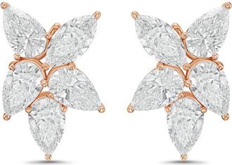 Diana M. Jewels 14KW RG 8.00 Ct TW of Lab grown pear and marquise shape diamonds cluster earrings