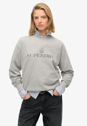 Superdry Sweatshirt SUPERDRY BRITISH DESIGN RELAXED CREW, Damen, Gr. XL, grau (grau marl), Sweatware, Obermaterial: 100% Seide, meliert, unifarben, relaxed fit