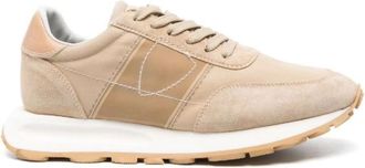 Philippe Model Sneakers, female, Beige, Size: 9 US Beige Suede Almond Toe Lace-up Shoes