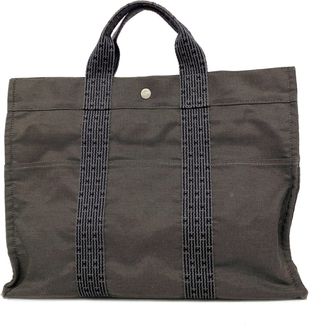 Herm&egrave;s Gray Nylon Tote Bag (Pre-Owned)