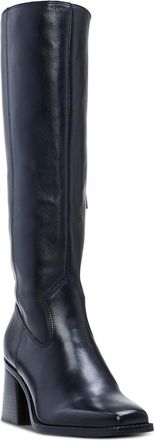 Vince Camuto Sangeti Boots Womens Black Leather Snip-Toe Knee High LION645